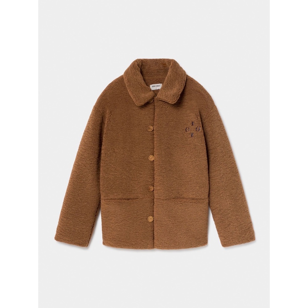 BOBO CHOSES Brown Teddy Fleece Button Front Jacket Womens xs